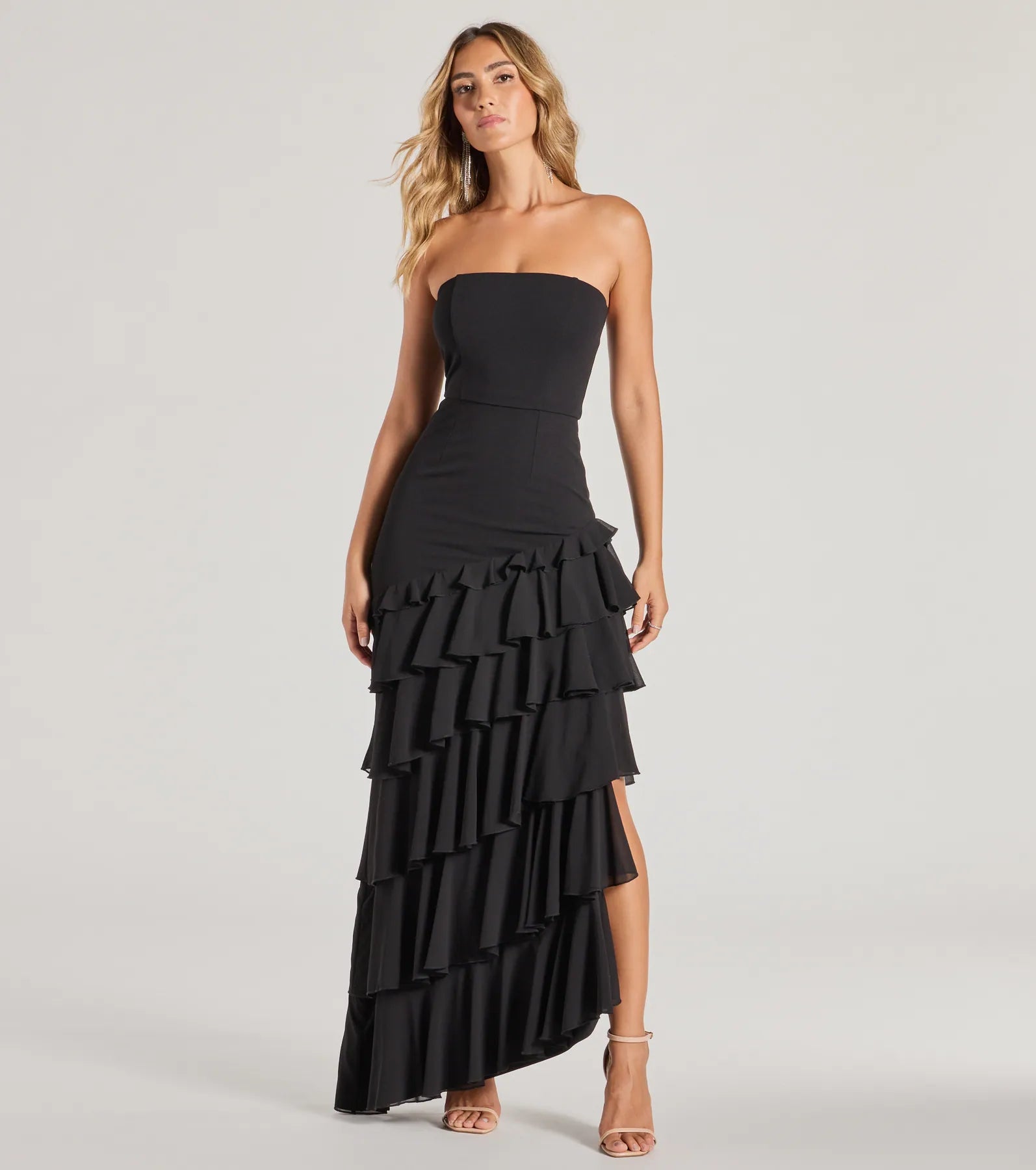 Shianne Strapless Chiffon Ruffled A-Line Formal Dress | Windsor