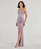 Own every entrance in the Kehlani Formal Floral Lace Slit Mermaid Dress, a lavender party dress perfect for milestone birthdays and grad parties, or dancing through summer nights and unforgettable bachelorette celebrations.