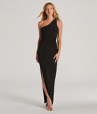 Turn heads at Prom 2025 in this black prom dress, where statement-making details meet the iconic style of the Lilianne One-Shoulder Strappy Back Slit Formal Dress .