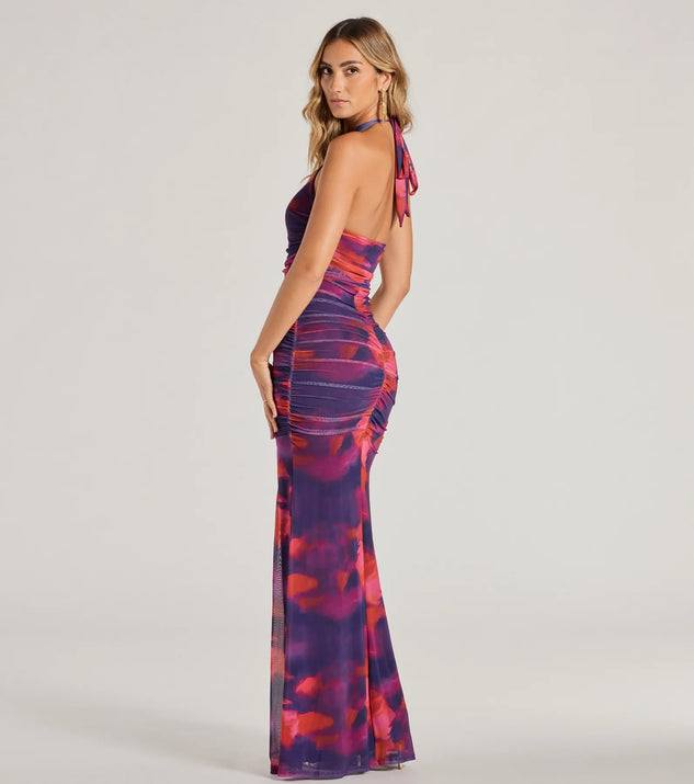 tie dye formal dress Glam Tie-Dye Gown - Watercolor Tie-Dye Maxi - Slit Leg Maxi this long evening dress is perfect for any formal event and will keep you on budget! Nuichan Women's sleeveless tie dye
