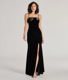 Turn heads at Prom 2025 in this black prom dress, where statement-making details meet the iconic style of the Gracie Velvet and Bow High Slit Mermaid Dress .
