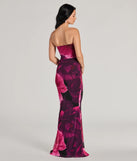 The Julianna Floral Mesh Strapless Mermaid Dress is a stylish magenta floral dress featuring a fresh seasonal print and flattering design, perfect for garden parties, bridal showers, graduation photoshoots, or everyday spring styling.