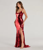 Step into Prom 2025 in a red prom dress, where unique Windsor accents and the standout Aurinda Sequin High Slit Bodycon Dress style come together.