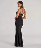 Celebrate in style with the Josette Sleeveless Corset Lace Mermaid Dress, a black formal wedding guest dress featuring an elegant silhouette and luxe details, perfect for a black-tie celebration.