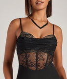 Make a bold statement in the Josette Sleeveless Corset Lace Mermaid Dress in black, the perfect spring dress for weddings, cocktail hours, nights out, and/or seasonal celebrations.