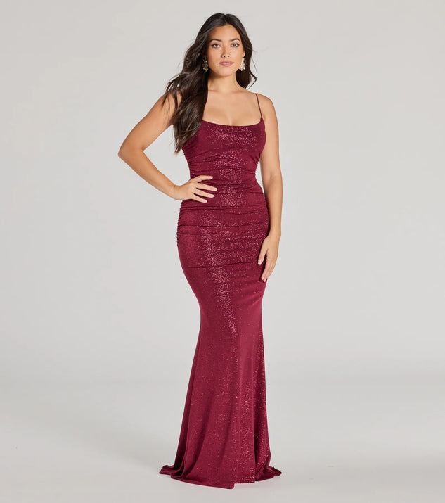 Rowan Formal Glitter Ruched Mermaid Dress | Windsor Rowan Formal Glitter Ruched Mermaid Dress | Windsor