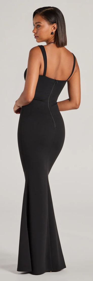 Celebrate in style with the Aspen Sweetheart Lace Crepe Mermaid Formal Dress, a black formal wedding guest dress featuring an elegant silhouette and luxe details, perfect for a black-tie celebration.