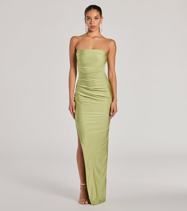 Anisley Strapless High Slit Column Formal Dress | Windsor