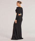Revamp your 2025 wardrobe with this chic addition, the Brynn Long Sleeve Glitter Cutout Mermaid Dress in black, perfect for elevating your style in the new year.