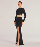 Whether it's the color or silhouette of the Brynn Long Sleeve Glitter Cutout Mermaid Dress, this black bridesmaid dress is a gorgeous pick for a maid-of-honor or to create a bridal party look ready to celebrate!