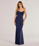 Turn heads at Prom 2025 in this navy blue prom dress, where statement-making details meet the iconic style of the Anya Formal Strappy Open-Back Mermaid Dress .