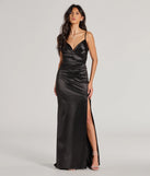 Turn heads at Prom 2025 in this black prom dress, where statement-making details meet the iconic style of the Jordyn Formal Satin Mermaid Dress With Train .