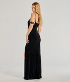 The Torrie Velvet Rhinestone High-Slit Mermaid Dress is a show-stopping black prom dress, offering a sleek, slimming silhouette that enhances your natural beauty for an unforgettable night.
