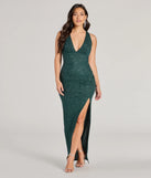 Turn heads at Prom 2025 in this hunter green prom dress, where statement-making details meet the iconic style of the Olivia V-Neck Strappy Slim Glitter Formal Dress .