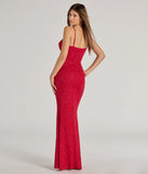 Mila Cowl Neck Wrap Slit Mermaid Glitter Formal Dress in red, a stylish red dress with a flattering fit and fabric that adds allure to your look, perfect for wedding guest attire, cocktail events, or making a bold statement on a date night.