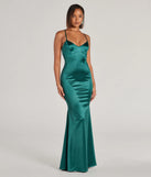 Whether it's the color or silhouette of the Emmie Lace-Up Mermaid Satin Formal Dress, this hunter bridesmaid dress is a gorgeous pick for a maid-of-honor or to create a bridal party look ready to celebrate!