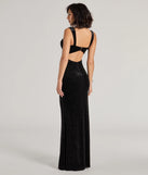 Celebrate in style with the Veronica Glitter Velvet Mermaid Dress, a black formal wedding guest dress featuring an elegant silhouette and luxe details, perfect for a black-tie celebration.