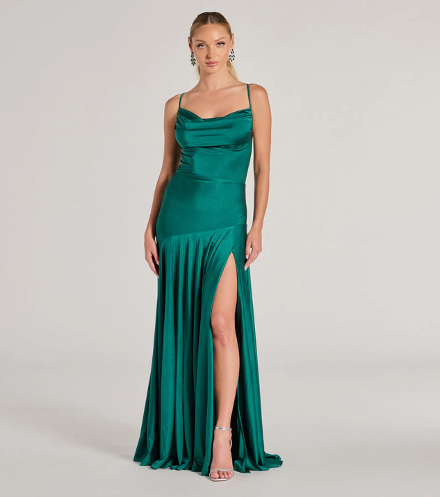 Turn heads at Prom 2025 in this hunter green prom dress, where statement-making details meet the iconic style of the Alaia Cross-Back Pleated A-Line Formal Dress .
