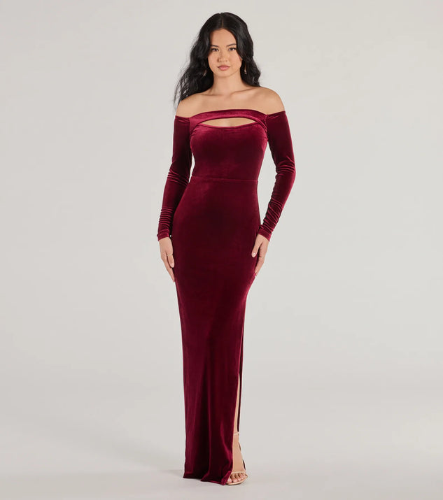 Rosalyn Velvet Off The Shoulder Long Sleeve Formal Dress Windsor