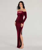Whether it's the color or silhouette of the Rosalyn Velvet Off-The Shoulder Long Sleeve Formal Dress, this wine bridesmaid dress is a gorgeous pick for a maid-of-honor or to create a bridal party look ready to celebrate!