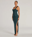 Whether it's the color or silhouette of the Marleigh Lace-Up High Slit Formal Dress, this hunter bridesmaid dress is a gorgeous pick for a maid-of-honor or to create a bridal party look ready to celebrate!