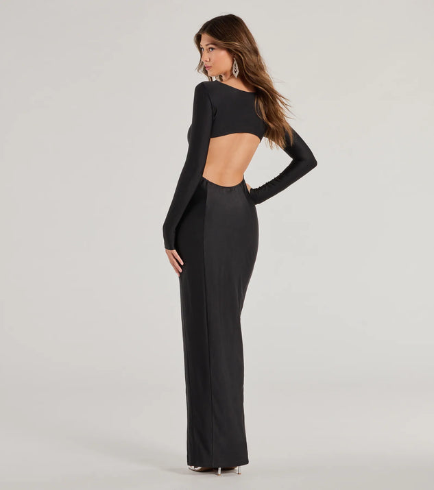 Veda Cutout Long Sleeve Column Formal Dress | Windsor Veda Cutout Long Sleeve Column Formal Dress | Windsor