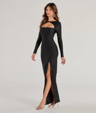 Revamp your 2025 wardrobe with this chic addition, the Veda Cutout Long Sleeve Formal Dress in black, perfect for elevating your style in the new year.