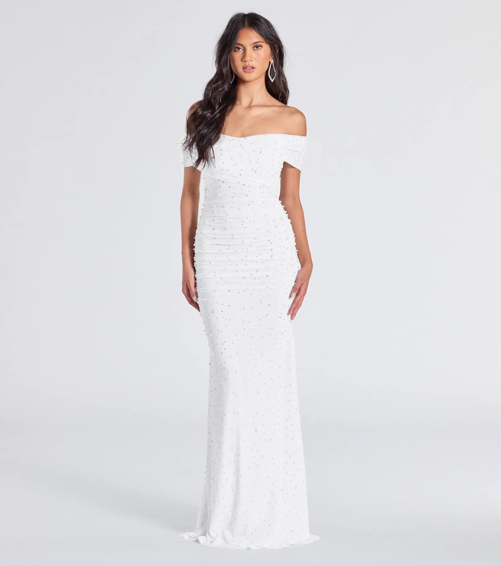 Aubriella Rhinestone And Pearl Mesh Mermaid Dress | Windsor