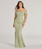 Make the big day unforgettable with the Deyna Formal Mesh Off-The-Shoulder Long Dress, a gorgeous sage green bridesmaid dress that balances elegance and affordability.
