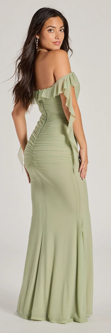 Deyna Formal Mesh Off-The-Shoulder Long Dress | Windsor Deyna Formal Mesh Off-The-Shoulder Long Dress | Windsor