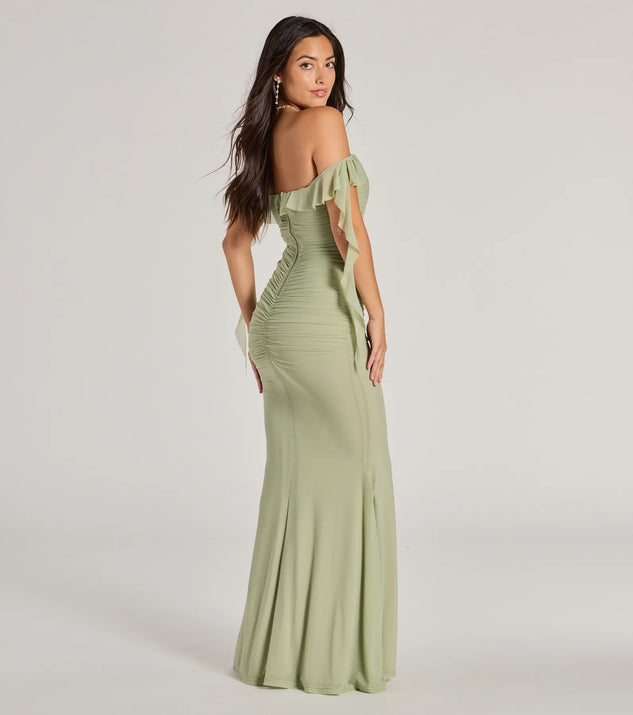 Deyna Formal Mesh Off-The-Shoulder Long Dress | Windsor Deyna Formal Mesh Off-The-Shoulder Long Dress | Windsor
