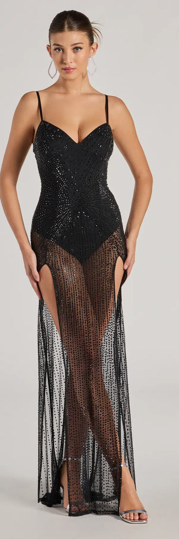 Make the big day unforgettable with the Nadia Rhinestone Sheer Mesh Formal Dress, a gorgeous black bridesmaid dress that balances elegance and affordability.