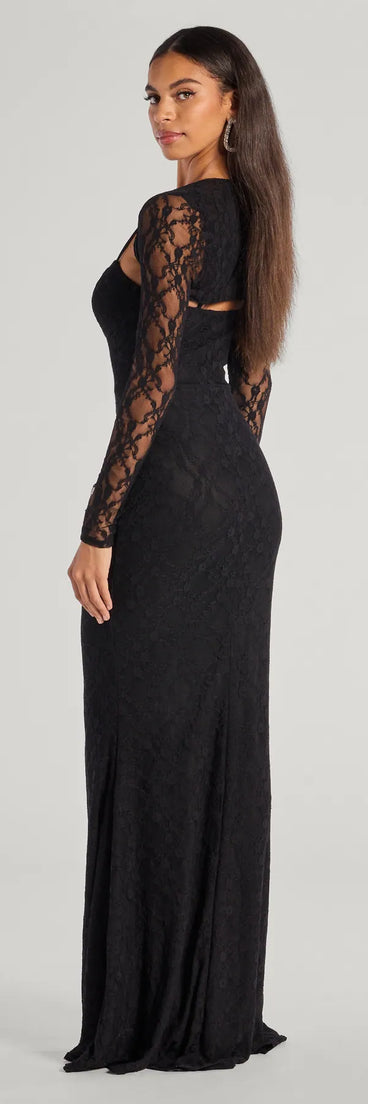 Designed for any plan on your calendar from winter formals to engagment photoshoots, the Adele Sleeveless Lace Mermaid Dress With Bolero is a black long sleeve dress that refreshes your fall closet in one simple step.