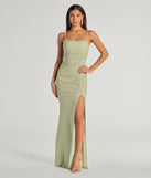 Feel instantly put-together in the Annika Pearl And Rhinestone Ruched Mesh Mermaid Dress in sage green, a stylish wedding guest dress designed for confident style and all-out celebration.