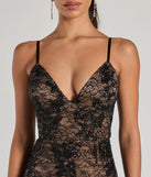 Make a bold statement in the Elodie Beaded Floral Lace Mermaid Dress in black, the perfect spring dress for weddings, cocktail hours, nights out, and/or seasonal celebrations.