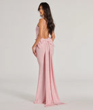 Step into Prom 2025 in a pink prom dress, where unique Windsor accents and the standout Gwendolyn Glitter Knit Bow-Back Mermaid Dress style come together.