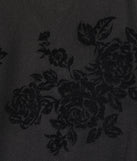 Step into Prom 2025 in a black prom dress, where unique Windsor accents and the standout Ria Flocked Floral Velvet Slit Slim Formal Dress style come together.