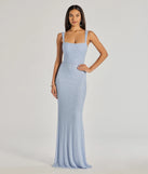 Turn heads at Prom 2025 in this light blue prom dress, where statement-making details meet the iconic style of the Kimia Long Beaded Lace-Up Slim Dress .