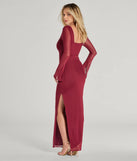 Make a statement in the Becka Formal Mesh High Slit Long Dress in burgundy, a bold red prom dress designed to exude confidence, elegance, and a striking prom-night look.