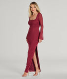 Step into Prom 2025 in a burgundy prom dress, where unique Windsor accents and the standout Becka Formal Mesh High Slit Long Dress style come together.