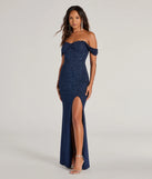Whether it's the color or silhouette of the Tamara Off-The-Shoulder Mermaid Glitter Formal Dress, this navy bridesmaid dress is a gorgeous pick for a maid-of-honor or to create a bridal party look ready to celebrate!