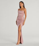 Own every entrance in the Kehlani Formal Floral Lace Slit Mermaid Dress, a mauve party dress perfect for milestone birthdays and grad parties, or dancing through summer nights and unforgettable bachelorette celebrations.