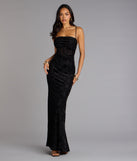 Alessandra Sleeveless Flocked Velvet Mermaid Dress