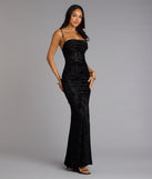 Alessandra Sleeveless Flocked Velvet Mermaid Dress