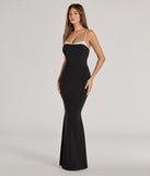 Whether it's the color or silhouette of the Irie Contrast Trim Long Crepe Mermaid Dress, this black bridesmaid dress is a gorgeous pick for a maid-of-honor or to create a bridal party look ready to celebrate!