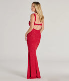 Step into Prom 2025 in a red prom dress, where unique Windsor accents and the standout Drew Open Back Glitter Mermaid Dress style come together.