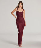 Turn heads at Prom 2025 in this wine prom dress, where statement-making details meet the iconic style of the Amora Glitter Mesh High Slit Formal Dress .