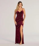 Feel instantly put-together in the Giorgina Velvet Glitter Corset Mermaid Dress in wine, a summer wedding guest dress designed for confident style and all-out celebration.