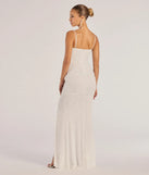 Celebrate in style with the Milena Faux Pearl Mesh High Slit Mermaid Dress, a white formal wedding guest dress featuring an elegant silhouette and luxe details, perfect for a black-tie celebration.
