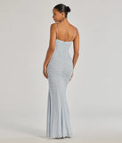 Whether it's the color or silhouette of the Mellie Faux Pearl Mesh Mermaid Long Formal Dress, this light blue bridesmaid dress is a gorgeous pick for a maid-of-honor or to create a bridal party look ready to celebrate!